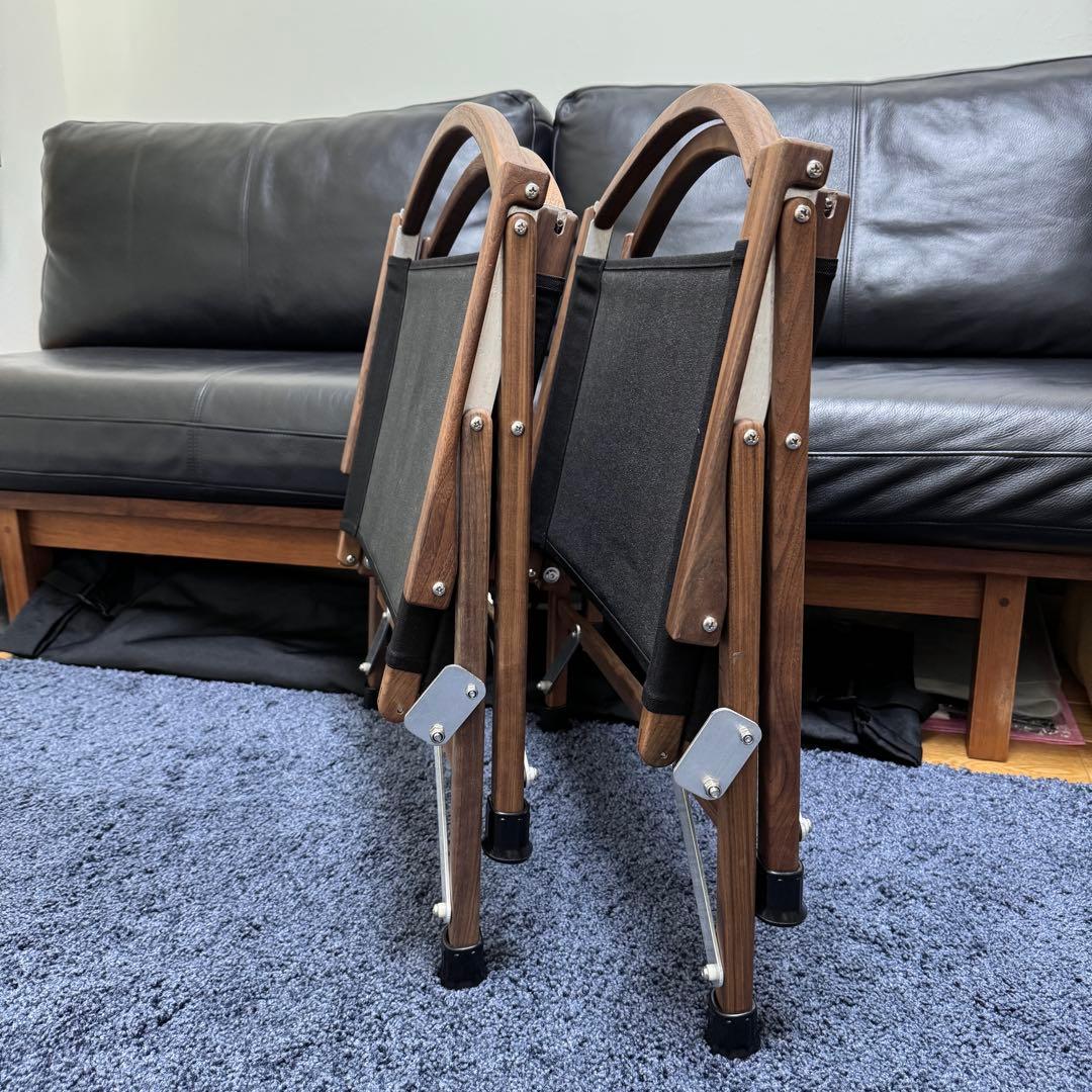 【未使用】折り畳み式 ウォルナットチェア ブラック 天然木 カーミットチェア