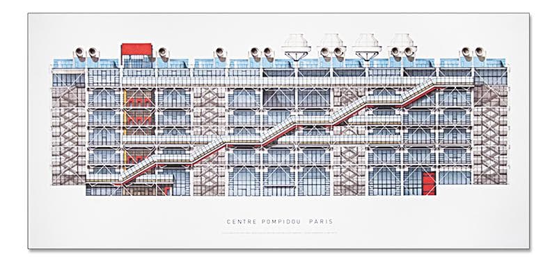 額装済/ポンピドゥー・センター パリ（レンゾ ピアノ）