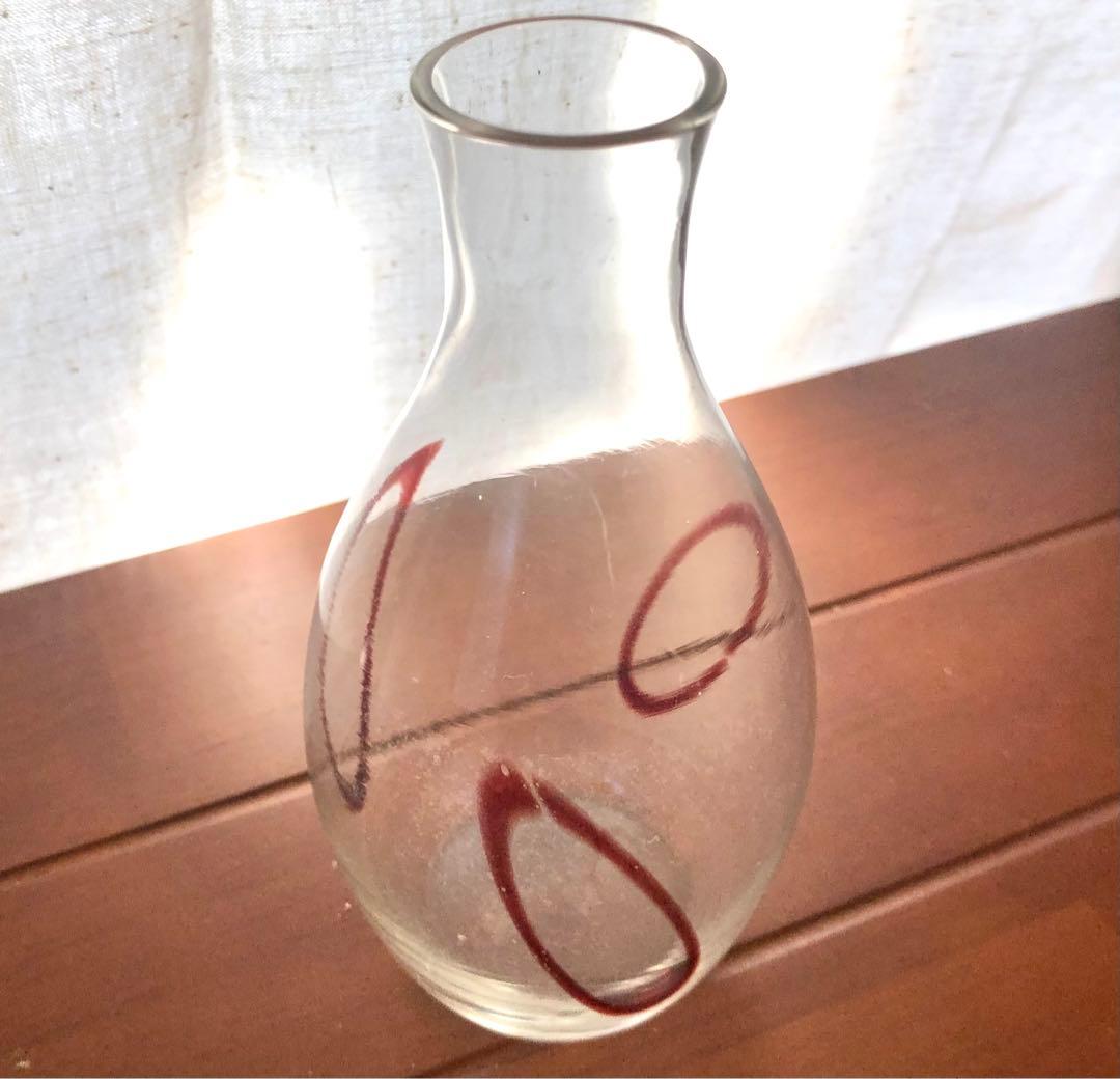 昭和 レトロ　ガラス 徳利 絵付　楕円 水輪文　グラス コップ　 一輪挿し 花器