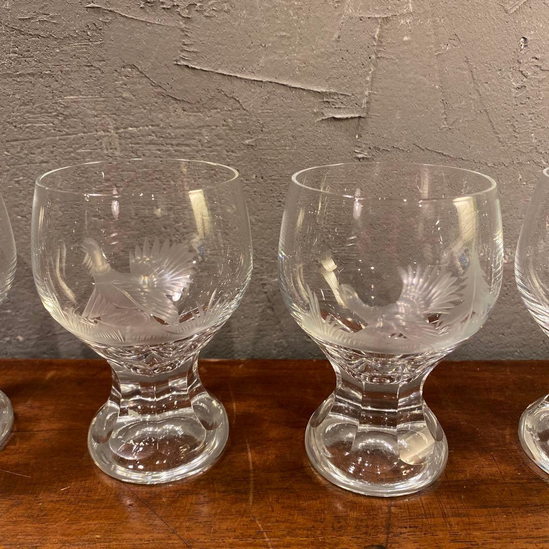 ボヘミアグラス リキュール ワイングラス 6点セット 鳥柄