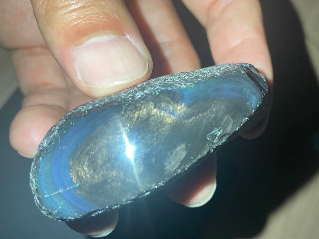 研磨品　十勝石玲瓏　ゴールド、パープル＋ブルーシラー　レインボーオブシディアン