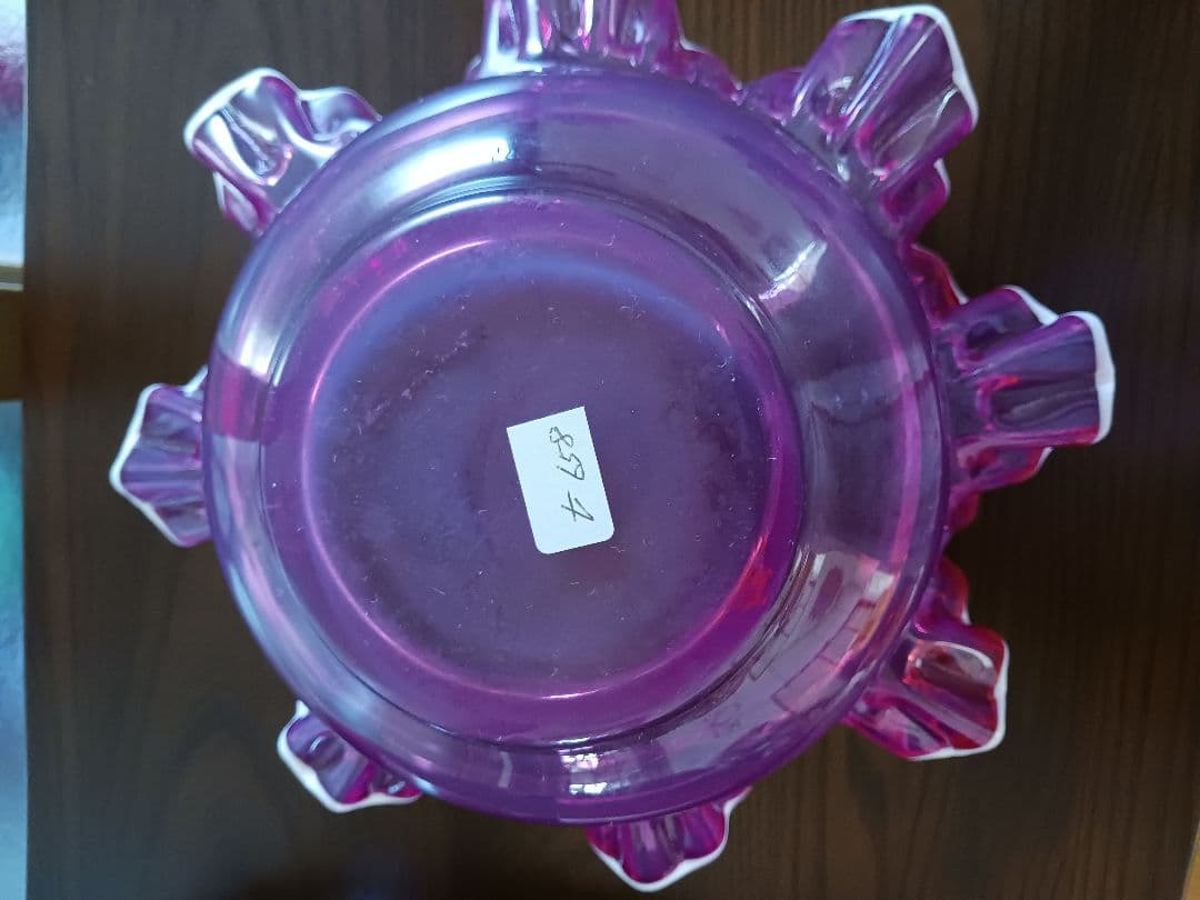 フリルエッジ ピンク 　　　ガラス花瓶 　　(ミシェール-ワン)