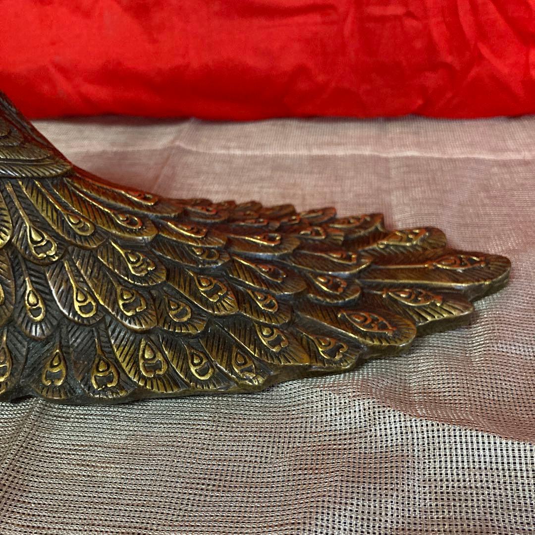 中国　古銅　孔雀像　置物　細密オブジェ　乾隆年製銘