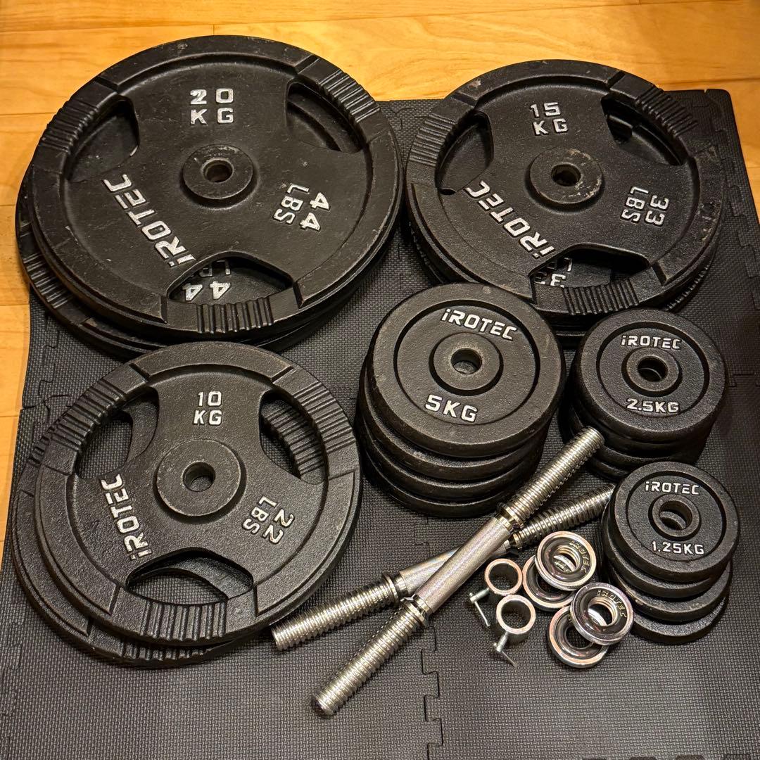 【4点セット】バーベル/ダンベルセット（計140kg）・ラック・ベンチ・マット