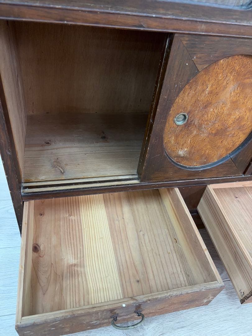 茶箪笥 飾り棚 和家具 昭和レトロ 時代物 食器棚 -496-