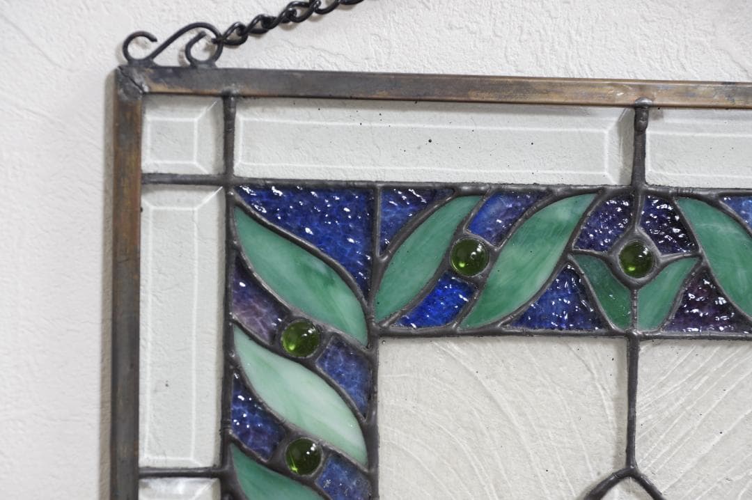 西洋アンティーク　大　ステンドグラス　縦54cm×横35cm　 アートパネル