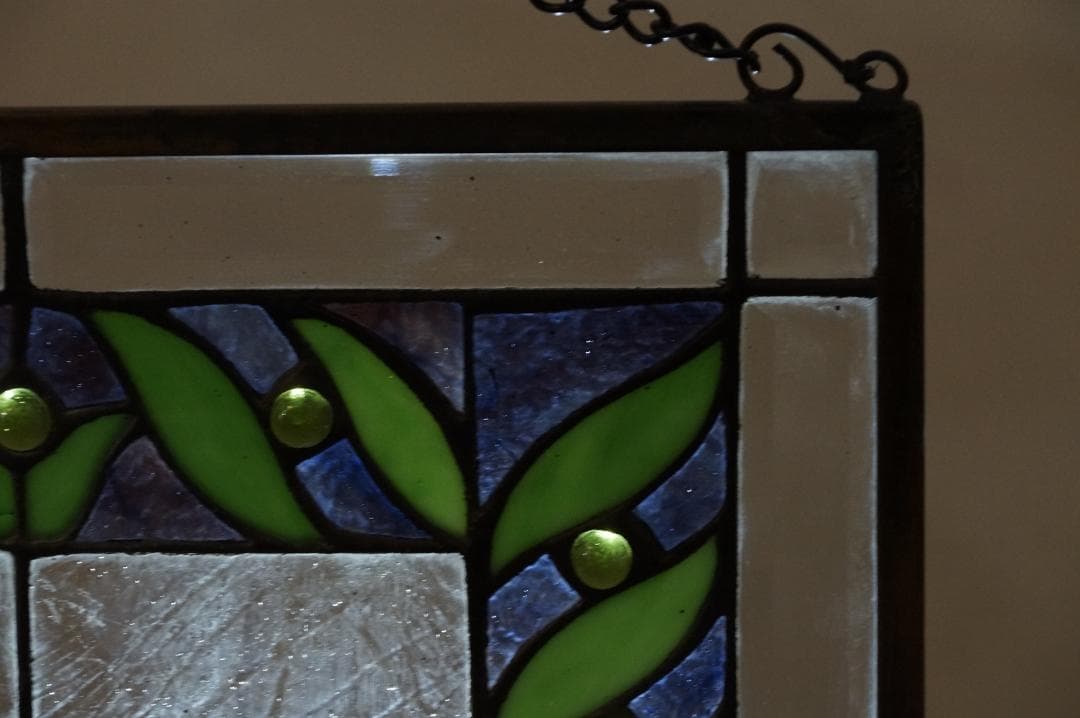 西洋アンティーク　大　ステンドグラス　縦54cm×横35cm　 アートパネル