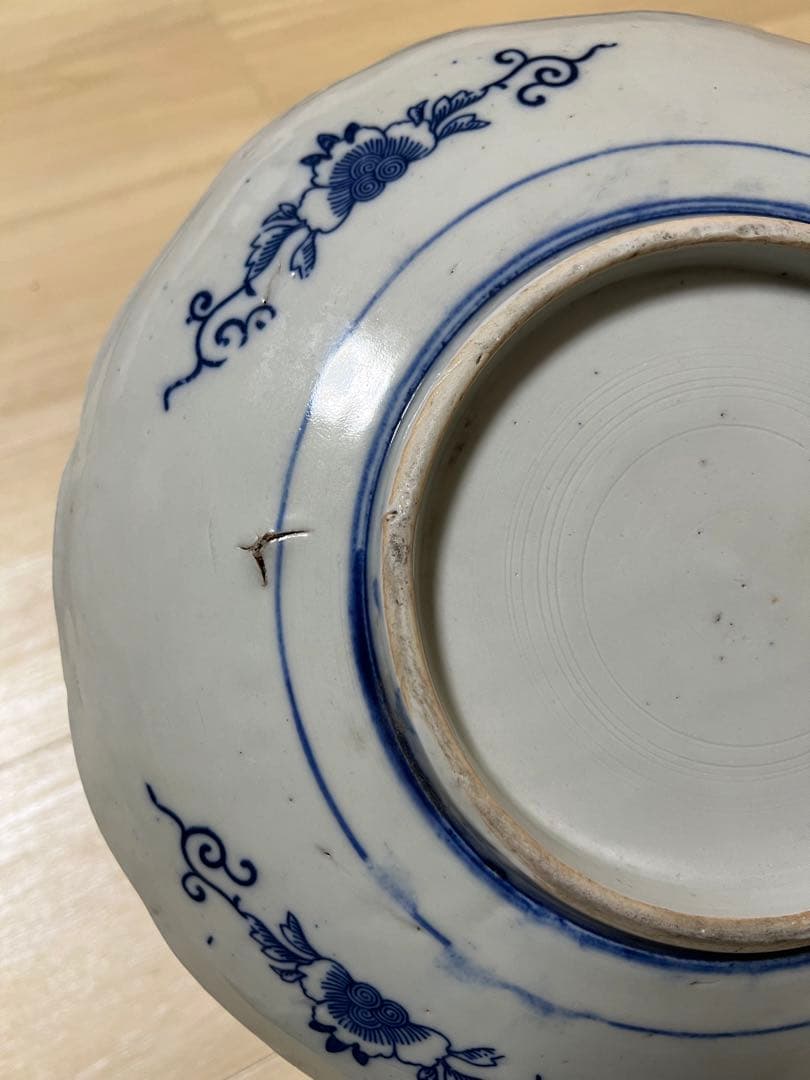 古伊万里 染付 印判 皿 大皿 江戸後期 明治 六歌仙 図変わり 骨董品