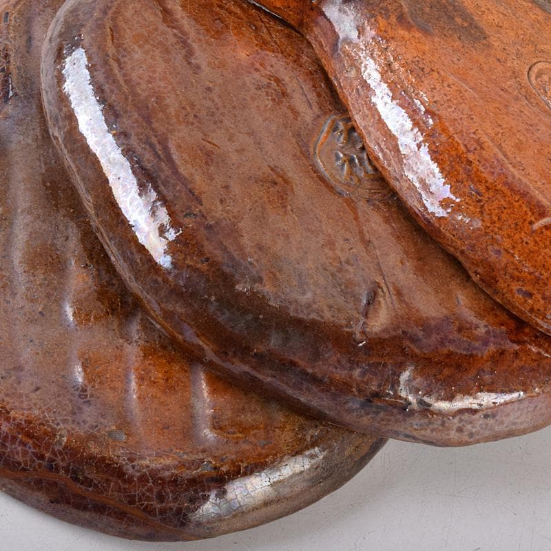 大樋焼　瓢式向皿　銘々皿　五客　在銘　時代箱付　V　R8991