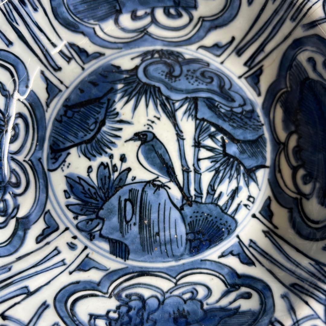 中国明時代　古染付兜鉢　口径約21.5㎝　東Y7-1202☆2Fタサオ