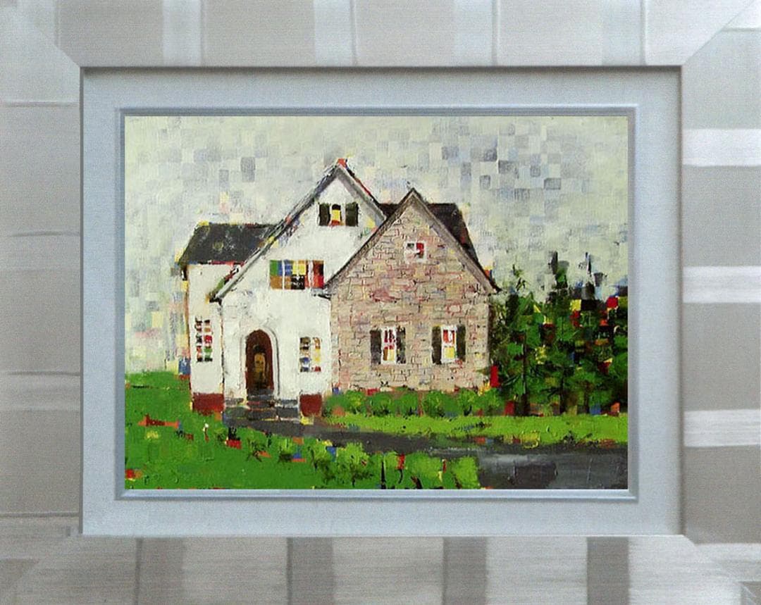 油絵 菅家令子 絵 絵画 インテリア 額付(白) uF6-062303 風景