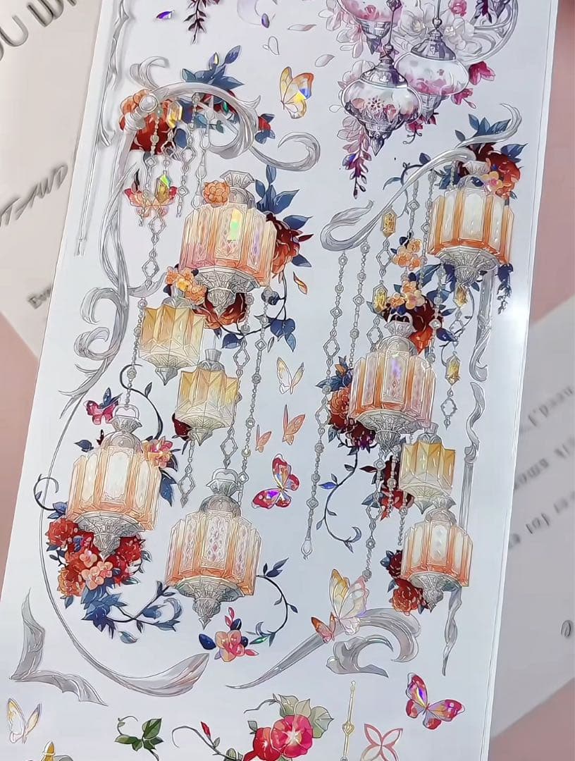 【9472】海外　マステ　5/巻　貝殻光マスキングテープ　赤8cmランプ　装飾系