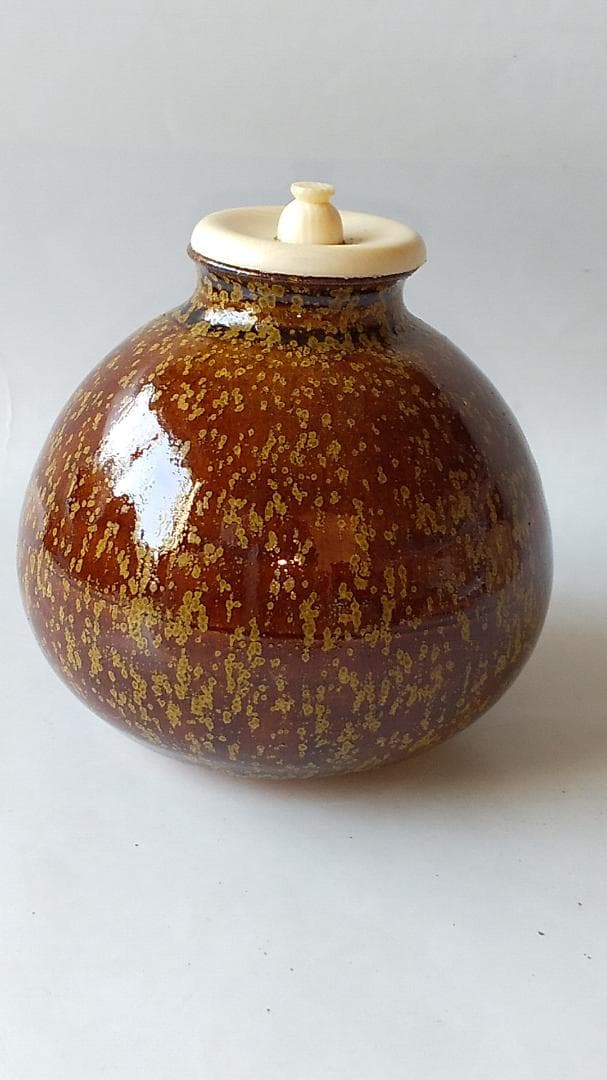 笹田仁史 作 鉄釉 茄子茶入 仕覆 西陣織 十色間道 茶道具 共箱 京焼 美品