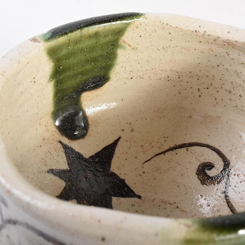 茶道具　加藤唐九郎（一ム斎）作　絵織部　茶碗　時代箱　C　R8826