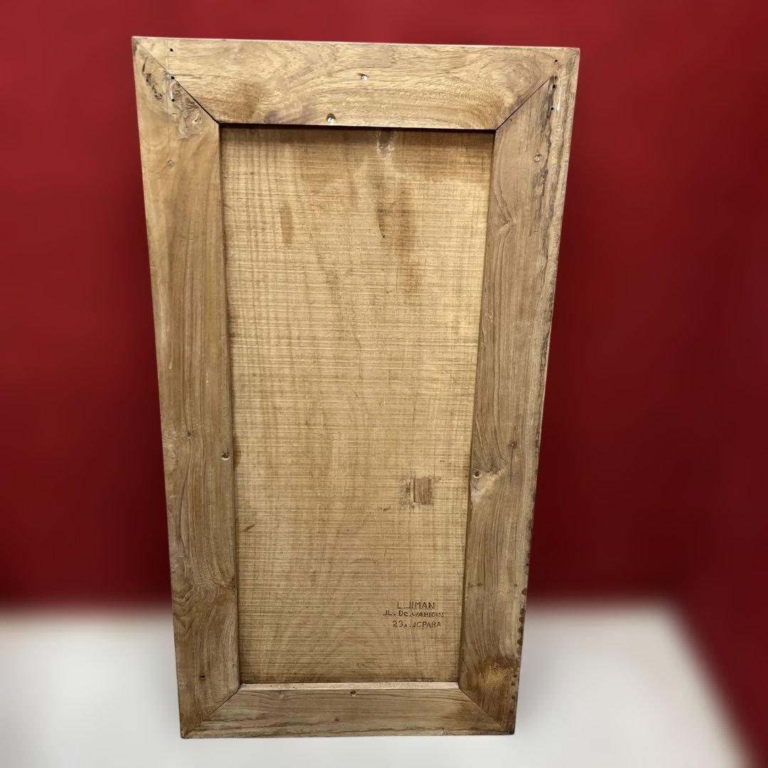 時代　木彫　浮き彫りの額C 約95.5×49.5㎝　東さ8-0131③