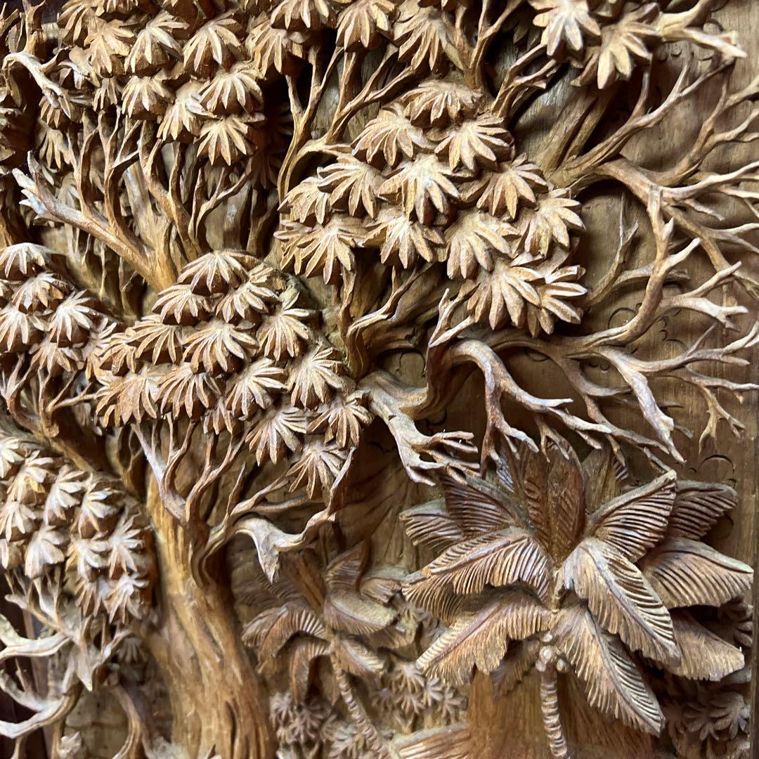 時代　木彫　浮き彫りの額C 約95.5×49.5㎝　東さ8-0131③