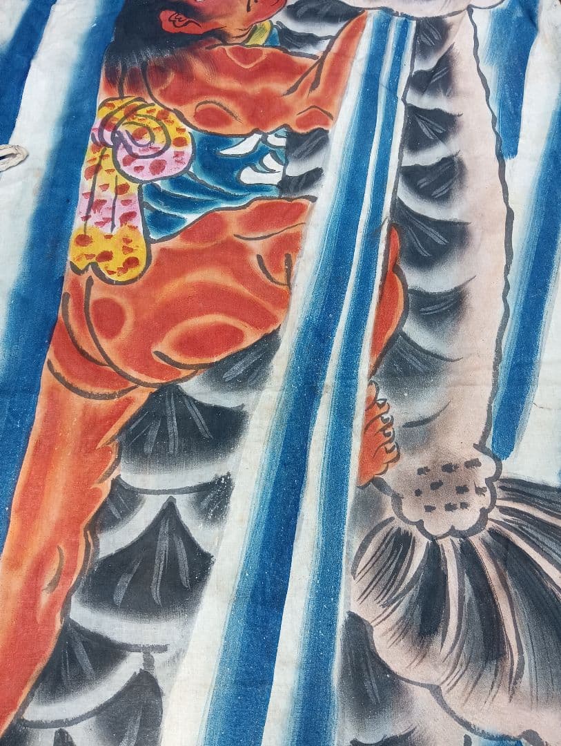 寅*ん様 のぼり旗　金太郎　　古布　リメイク 綿　手描き　着物　パッチワーク