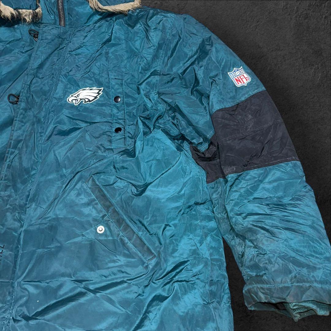 00s Reebok NFL オンフィールド 刺繍ロゴファー付き中綿ジャケット