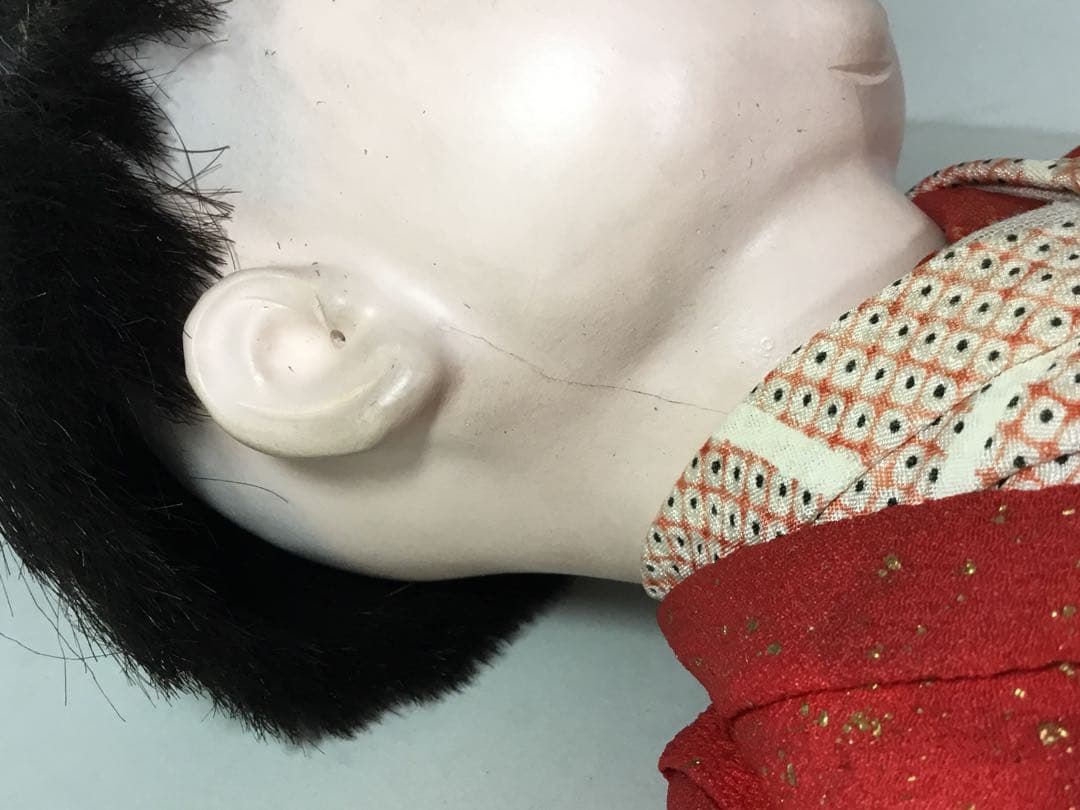 古い人形◆お座り人形　髷結い◆紙箱入り 抱き人形 昭和レトロ 日本人形