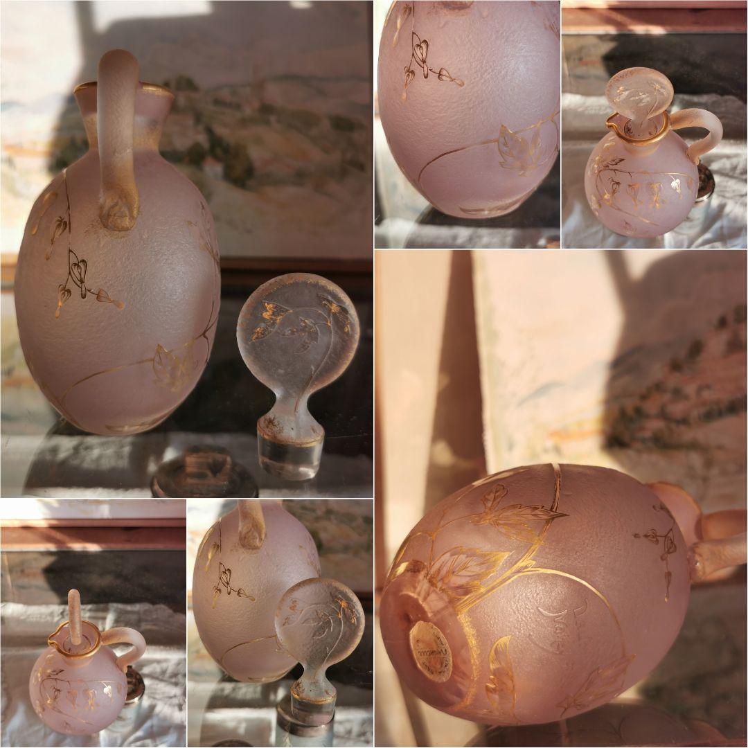 アンティーク ドームナンシー 駒草金彩デキャンタ ラヴェンダーピンク キャラフ