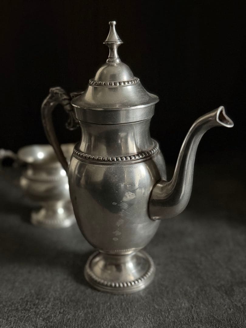 アンティーク　ポット&クリーマーセット　ピューター