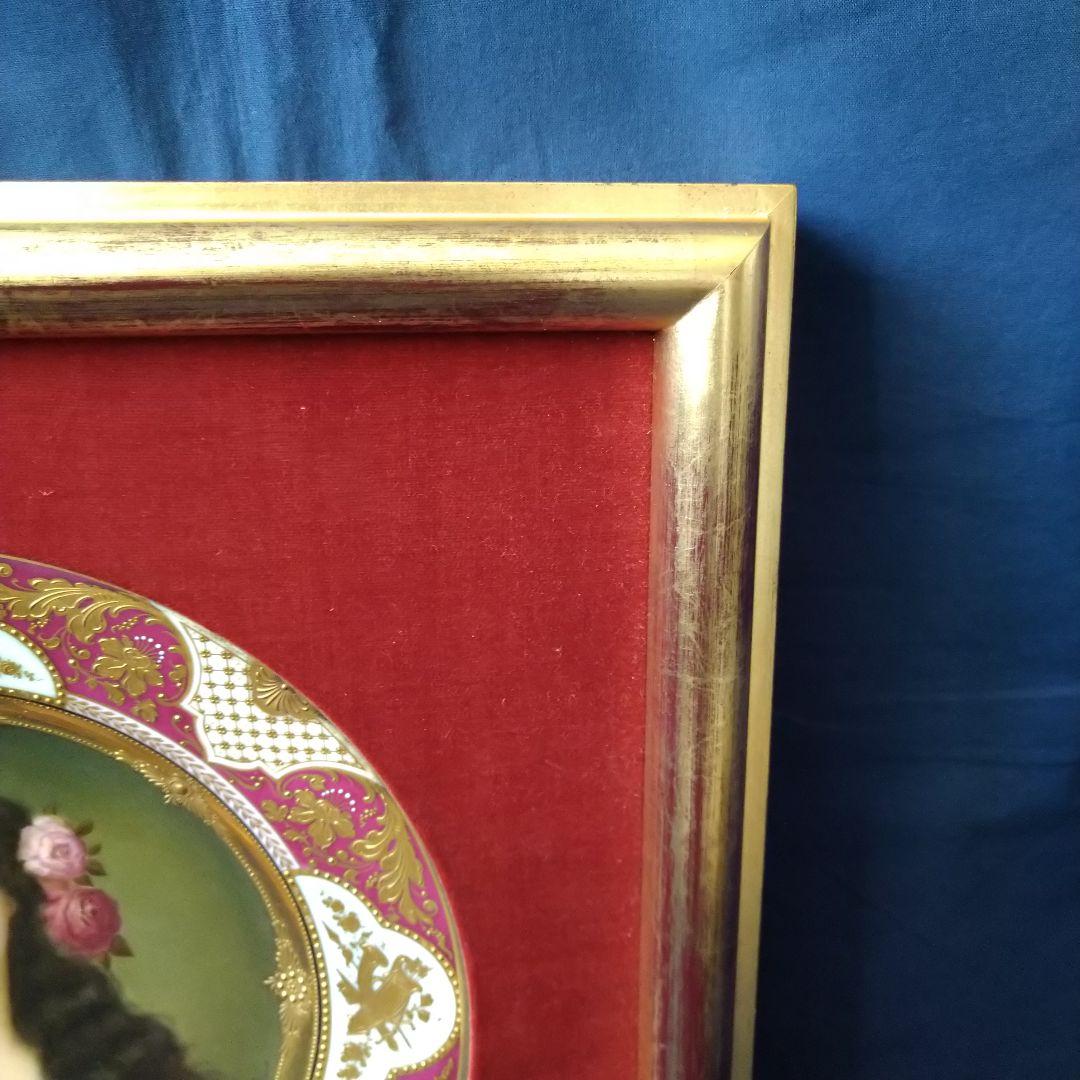 ✤ヴィエナスタイル(ウィーン釜)額装絵皿✤『花の髪飾りの女性』✤