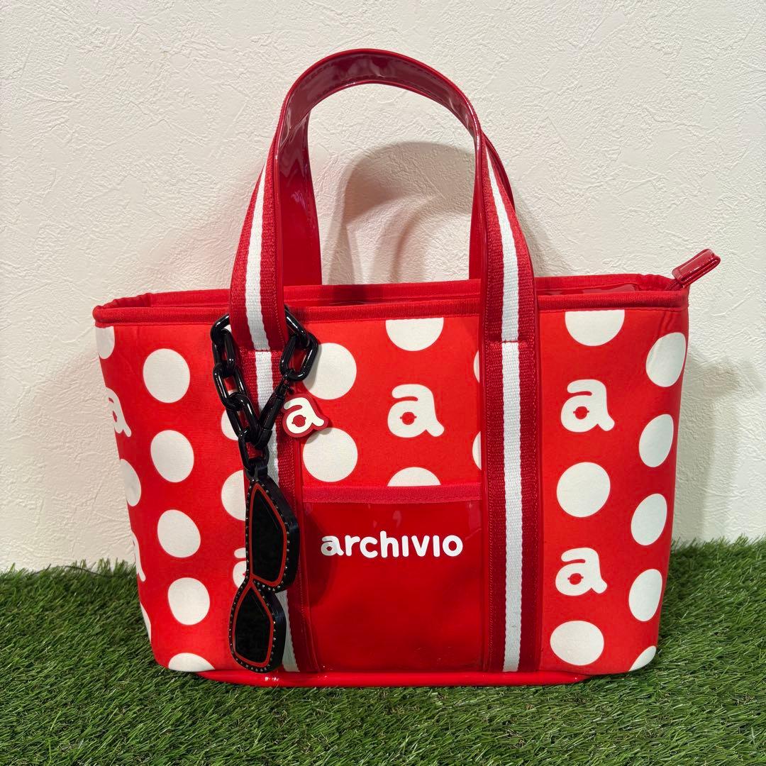 【archivio】チャーム付きミニトートバッグ　ゴルフ　アルチビオ　レッド