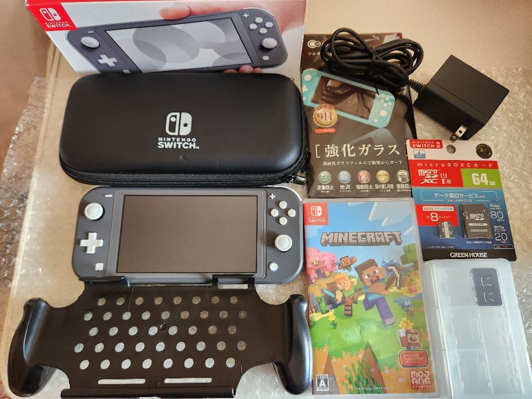 【動作良好】 スイッチライト本体(グレー)、新品マインクラフト、おまけ沢山付き！