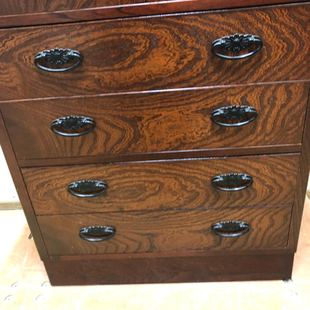 送料無料 和風民芸調 整理タンス 鍵付きチェスト 天然木 木目 250720-