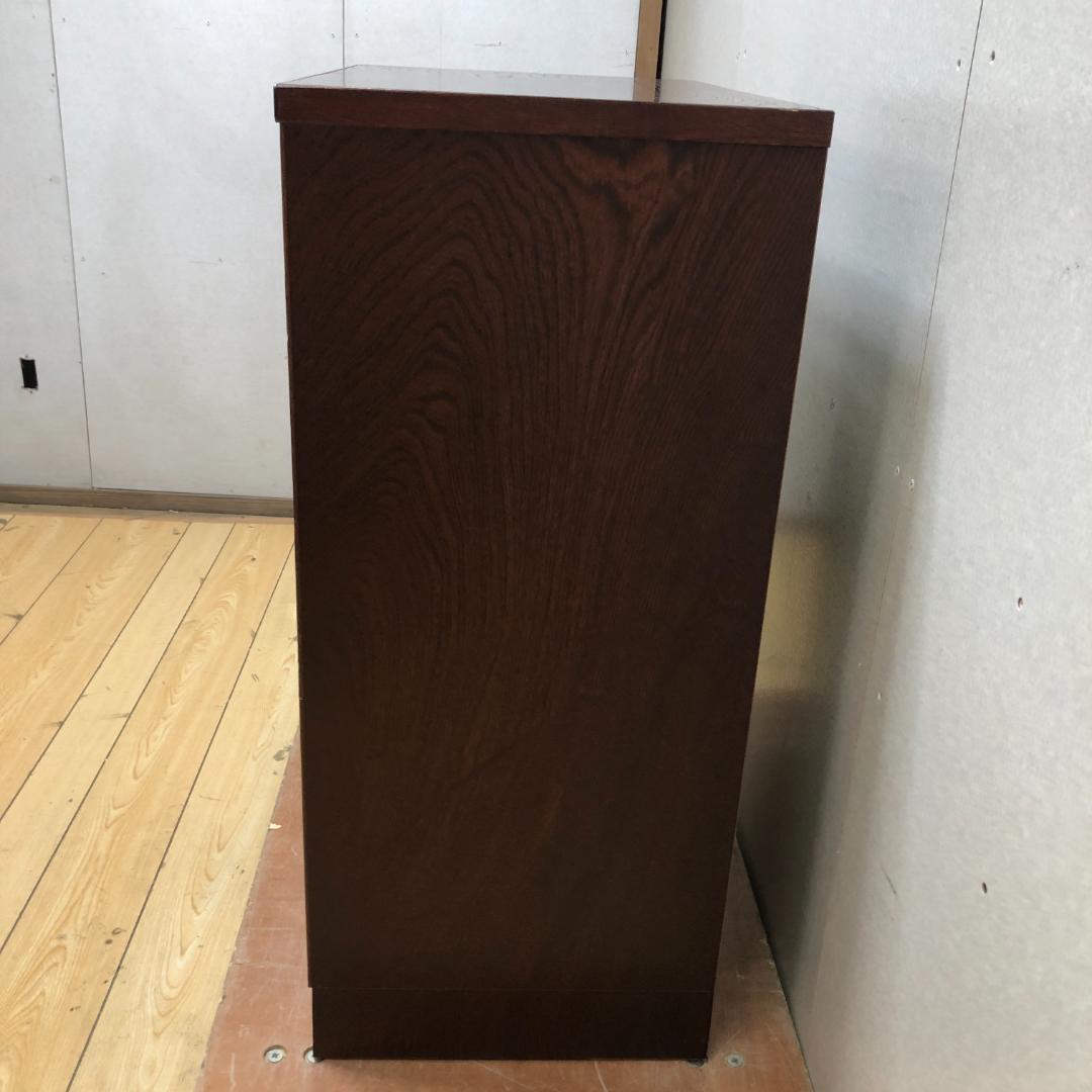 送料無料 和風民芸調 整理タンス 鍵付きチェスト 天然木 木目 250720-