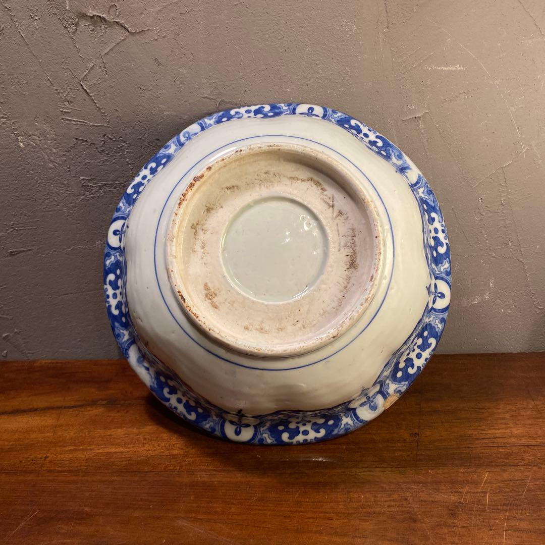 珍品 古伊万里 鳳凰大深鉢 隠れキリシタン 染め付け 26.5cm 骨董品