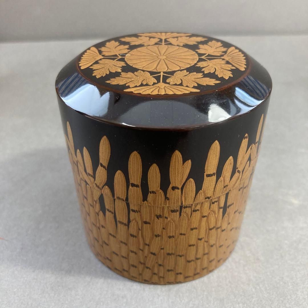 茶道具　￼棗　楽只斎好　木賊面中次　葆光斎書付　共箱　S103NT