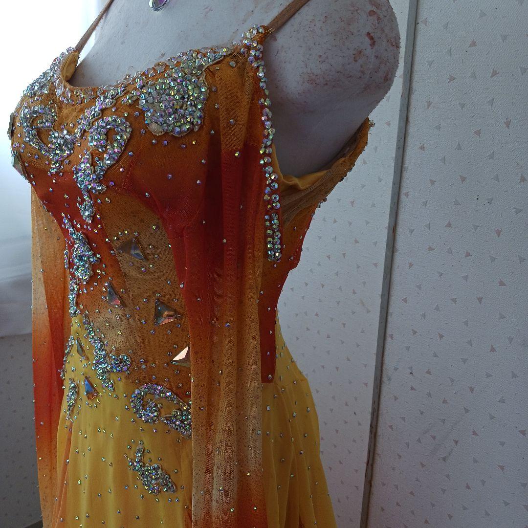 社交ダンスドレス オレンジと黄色のグラデーション