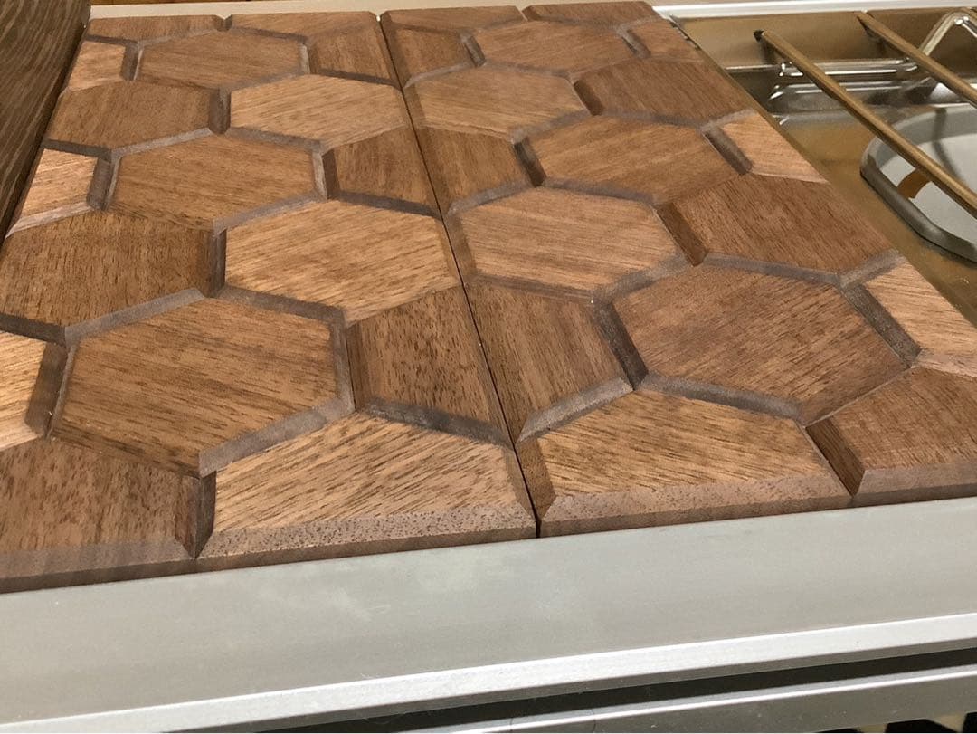IGTテーブル天板　ハーフユニット2枚　ヘキサゴン134ウォールナット