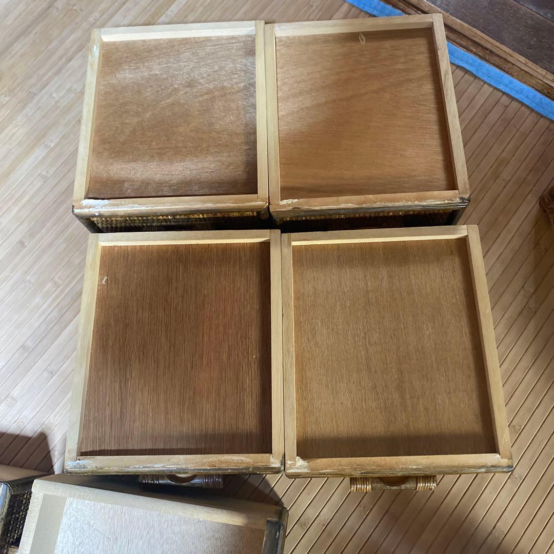 昭和レトロ　アンティーク籐ラタン8杯引き出しタンス ダークブラウン