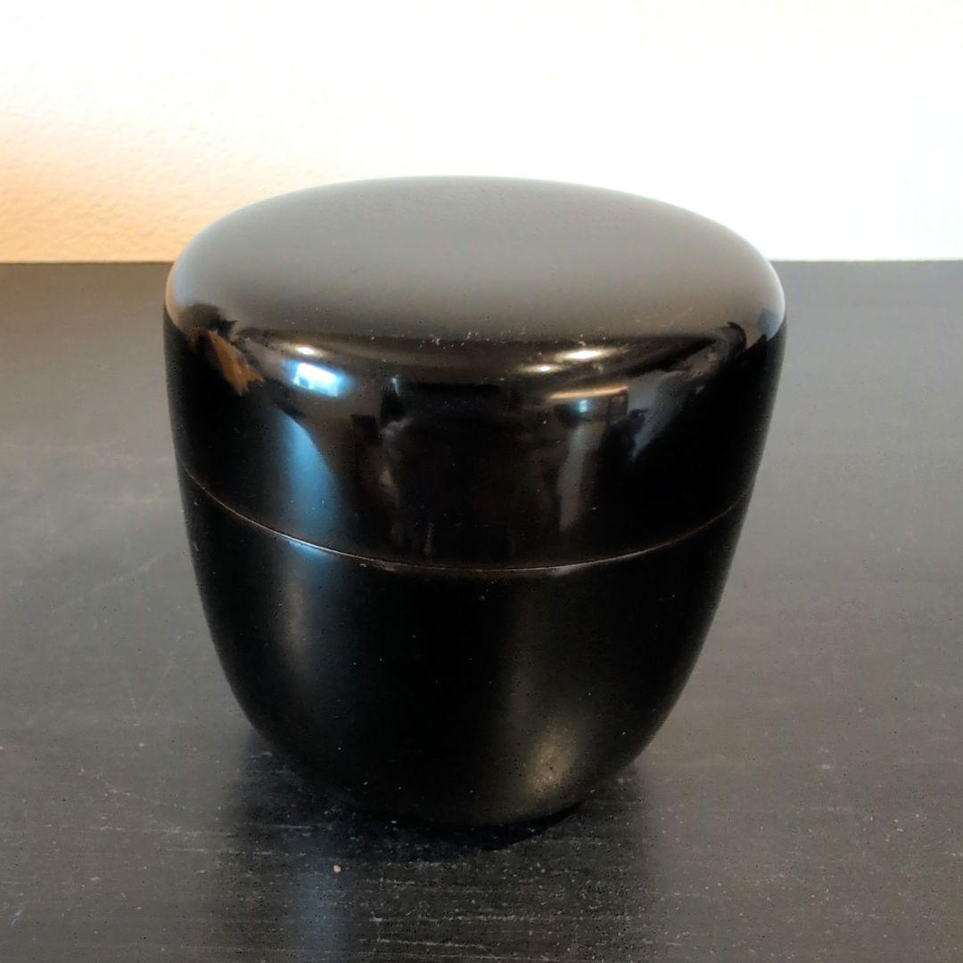 11代　中村宗哲　真塗　黒中棗　鵬雲斎花押　二重箱