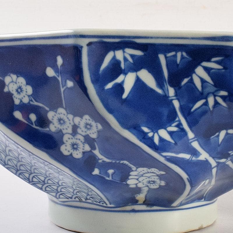 伊万里焼　五良太甫呉祥瑞造　染付棯文　菓子鉢　碌々斎極め箱　V　R7756C