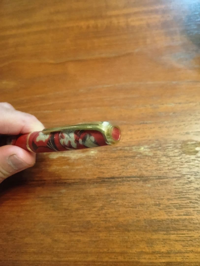 プラチナ　友禅染　羊革巻 18金先　万年筆