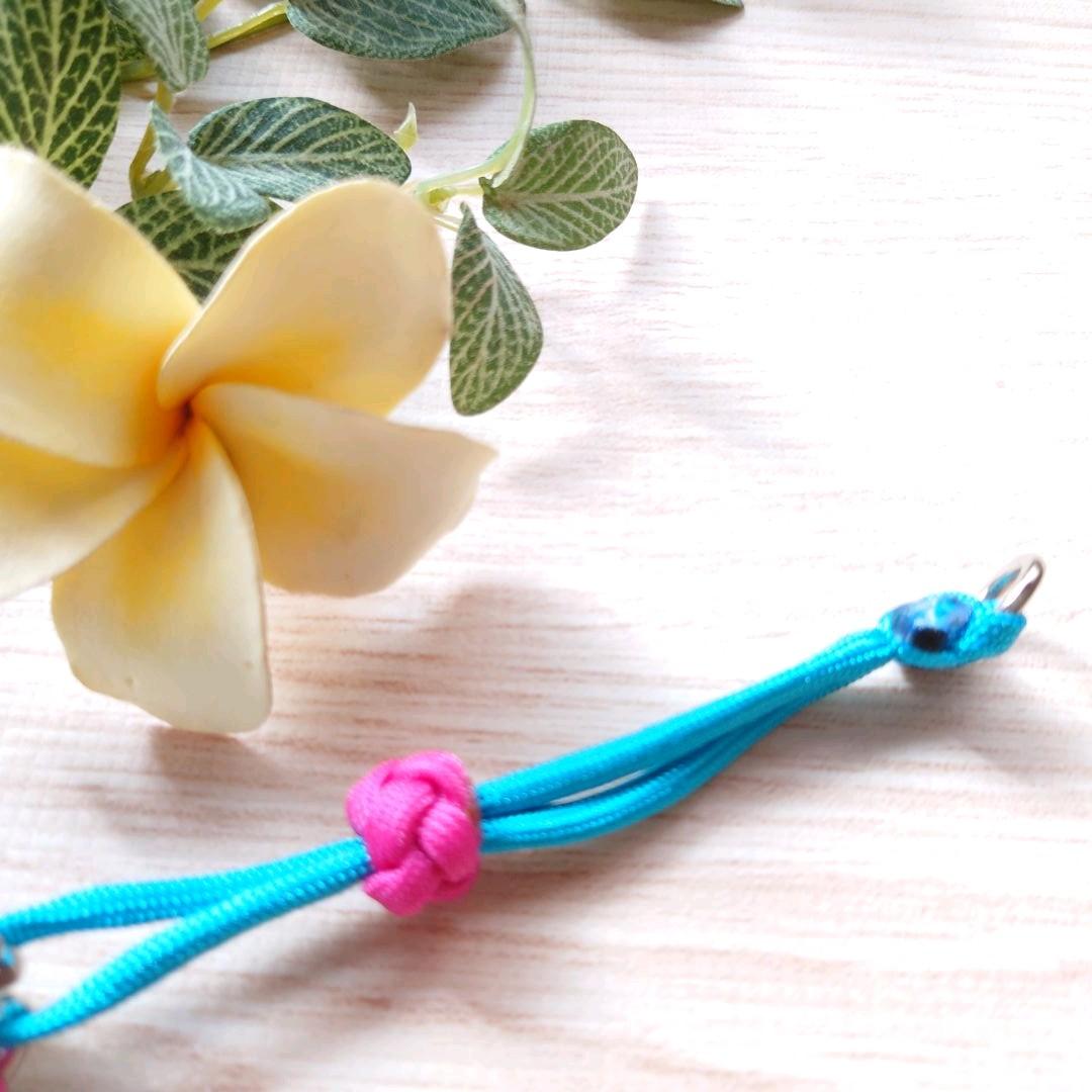 パラコードリード＆首輪　カフェリード　ハーフチョーク　ピンクお花　№082