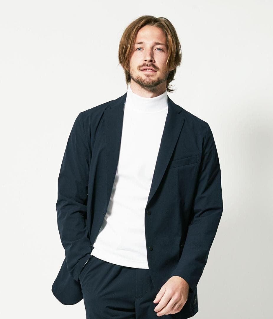 2679【美品】TFW49 セットアップスーツ ストレッチ素材 ネイビー 日本製