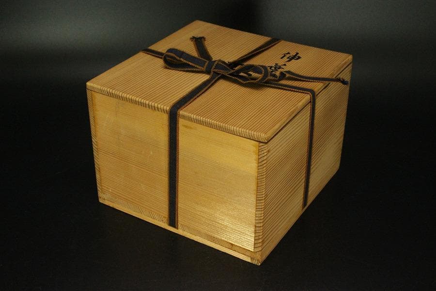 伸葉文 皿 五客 新開寛山造 木箱付(メ1266)