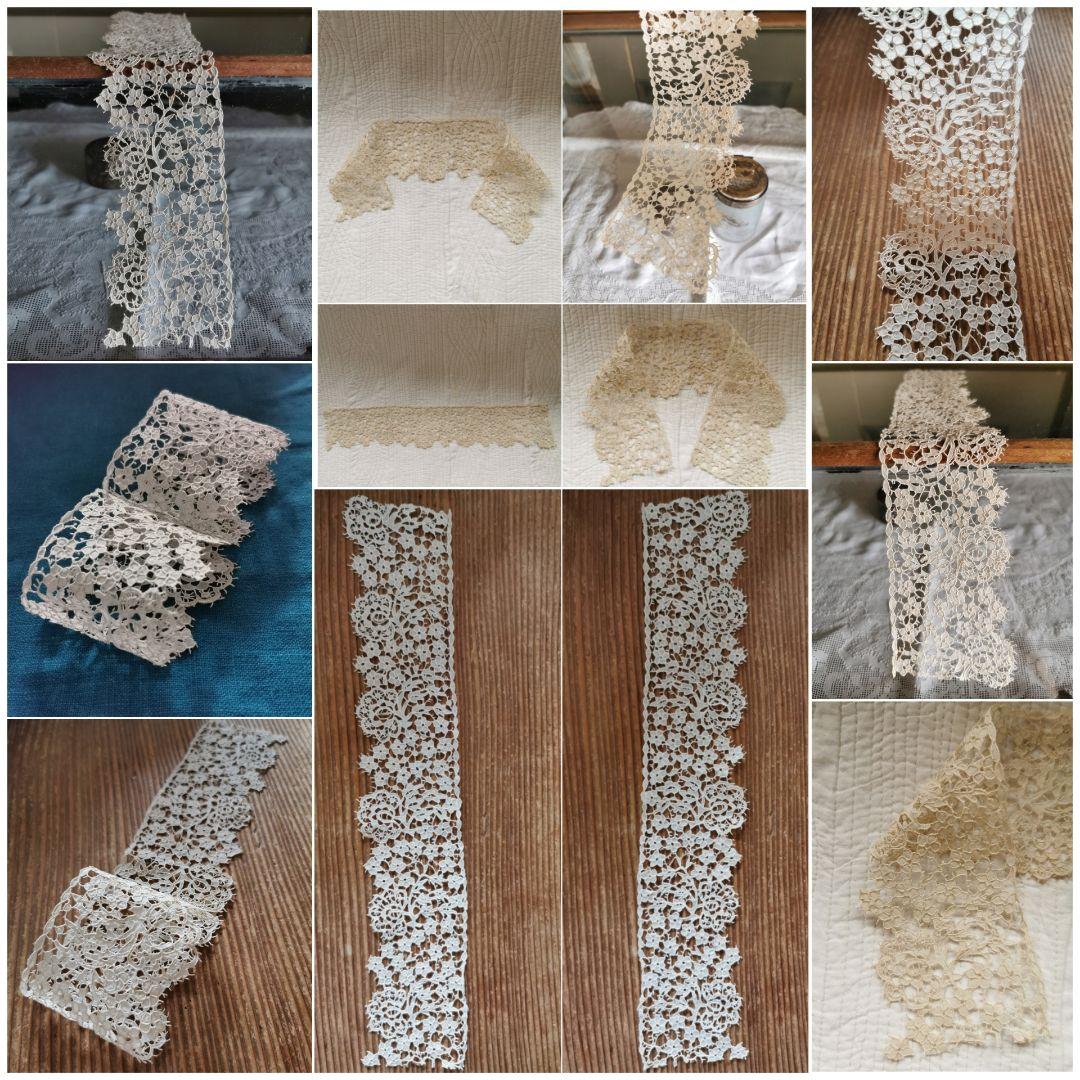 アンティーク英国1800年代キャリックマクロスレーストリム希少付け襟 カフスにも