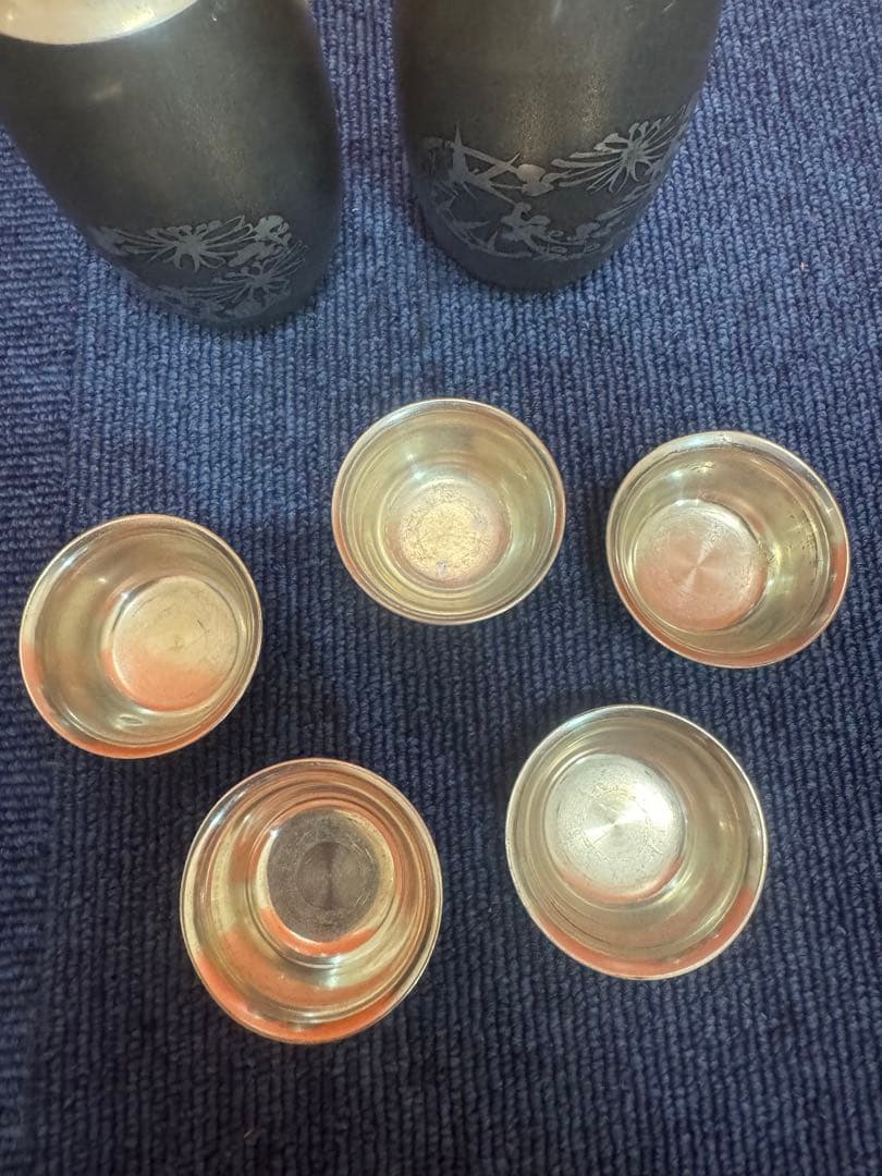 1854  本錫　酒器セット　徳利2客　猪口5客　ボウル1客