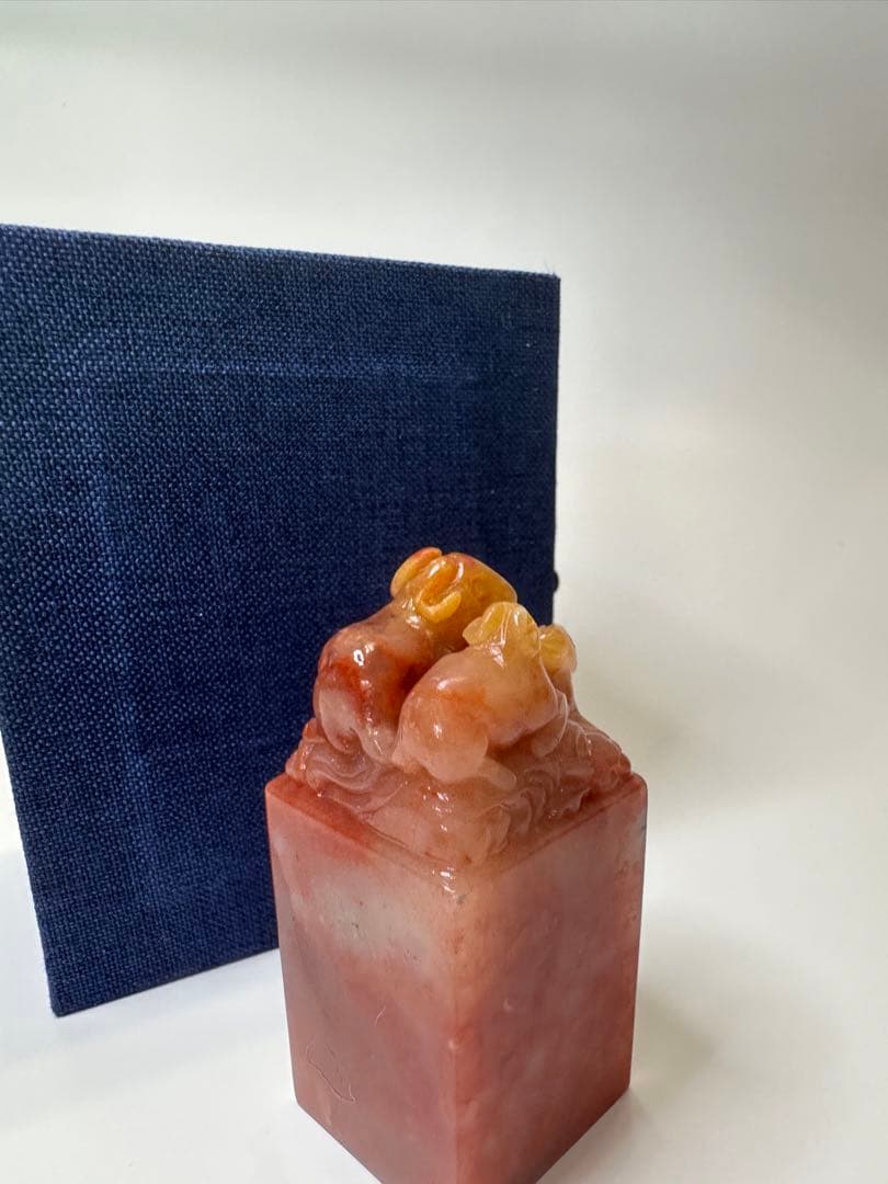 13三羊開泰　ラオス石　巧色　美品　印材　印石　落款　書道　雅号