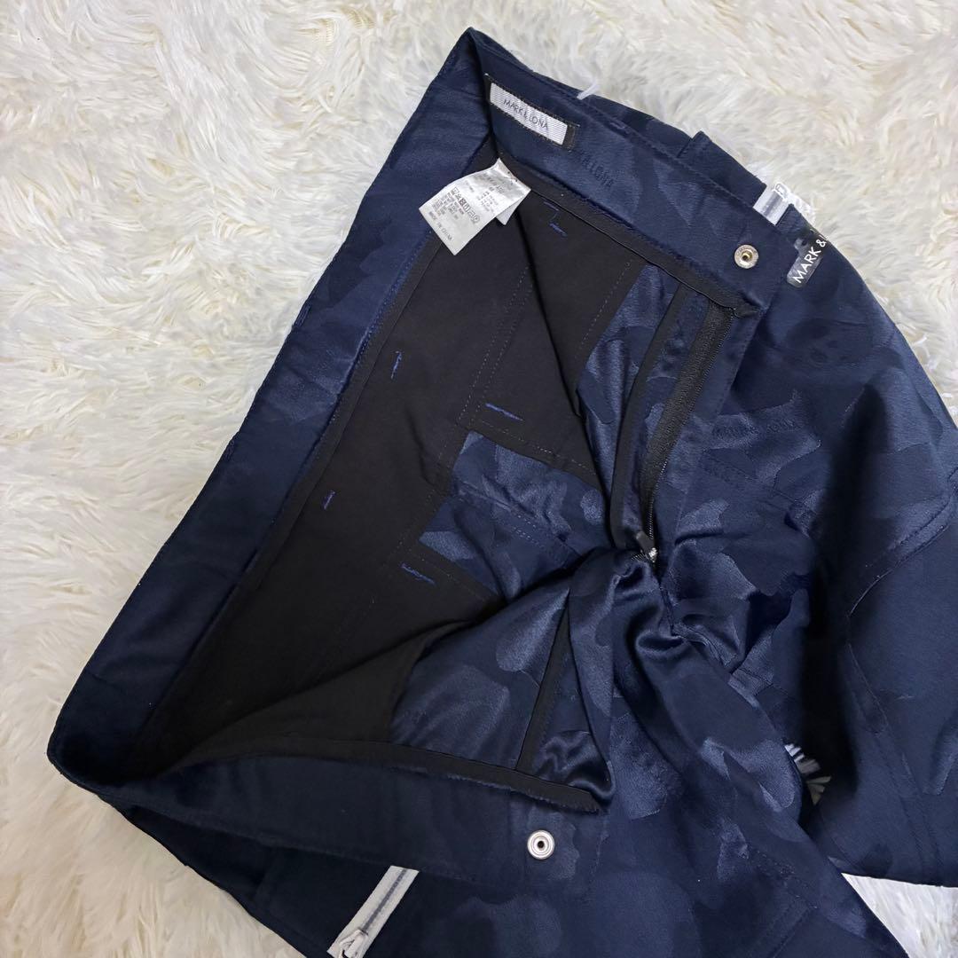 美品✨ マークアンドロナ　人気カモフラ柄総柄×立体スカル ストレッチゴルフパンツ