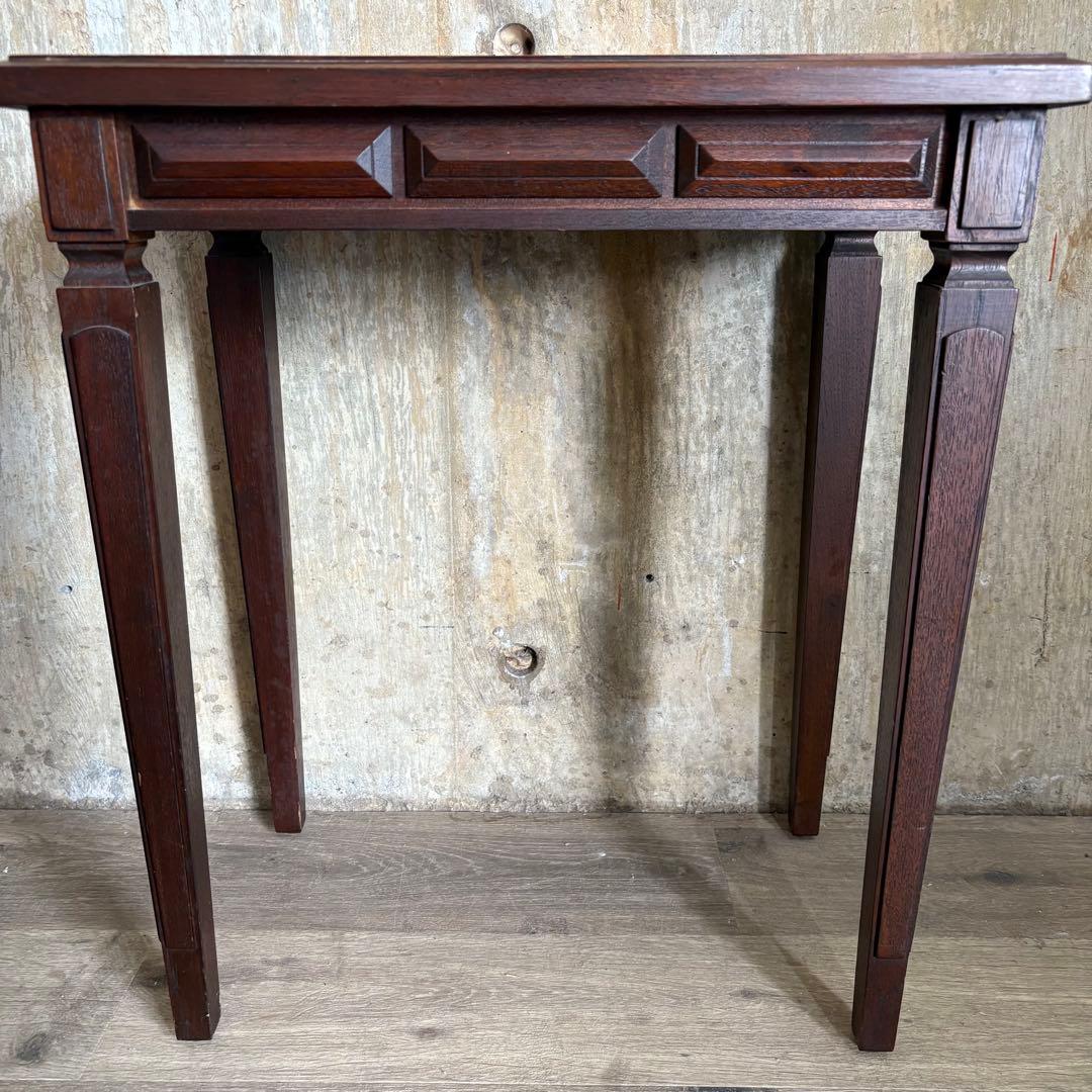 フランスヴィンテージ　大理石トップ　オーク材　サイドテーブル　コンソール