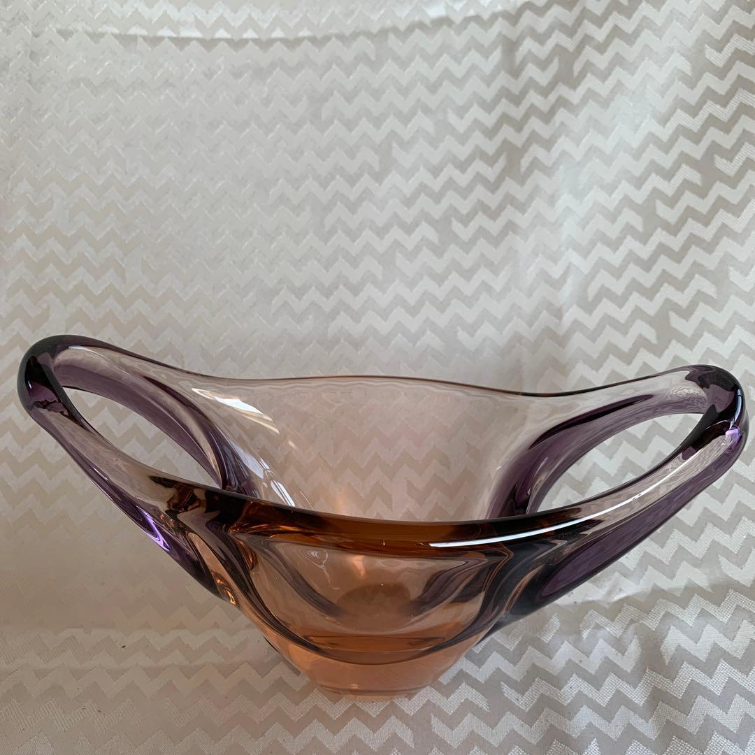 紫とオレンジのガラス花瓶 ムラノグラスアート　イタリア製　クリスマス