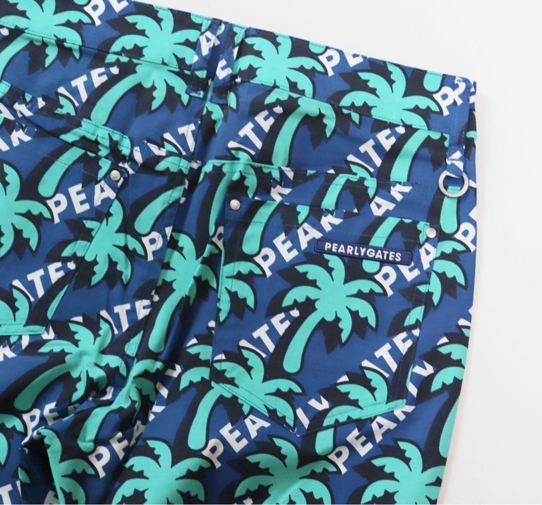 《パーリーゲイツ》新品 パームツリー総柄 ストレッチゴルフパンツ 2(W77)