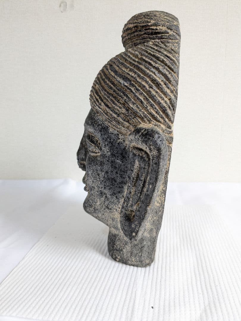 石製仏像頭部 彫刻オブジェ 中国古美術