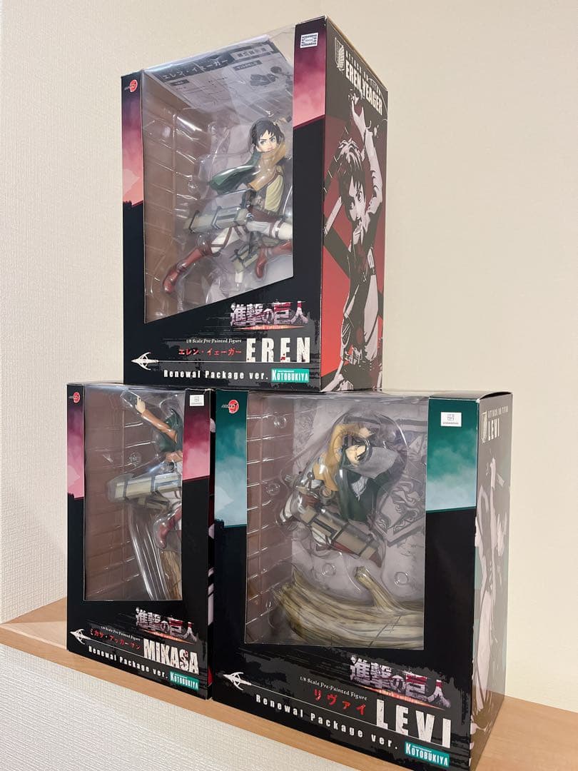 【セット】進撃の巨人 フィギュア ARTFX J ミカサ　エレン　リヴァイ